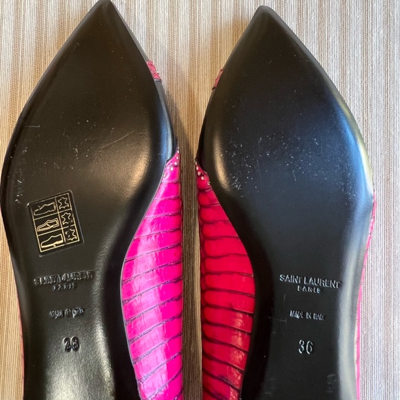 YSL Size 36 black and Pink Python Flats - Picture 3 of 4